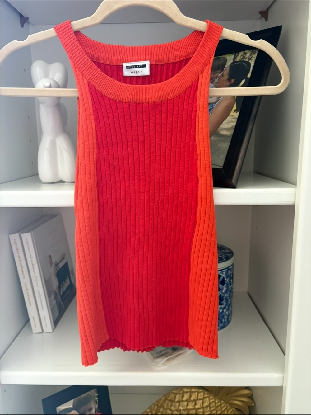 Noisy May Red and Orange Ribbed Tank